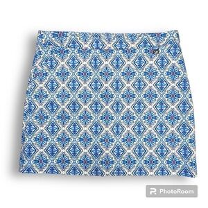 Rafaella Tile Floral Skirt Skort with Charm Blue and White Size XL